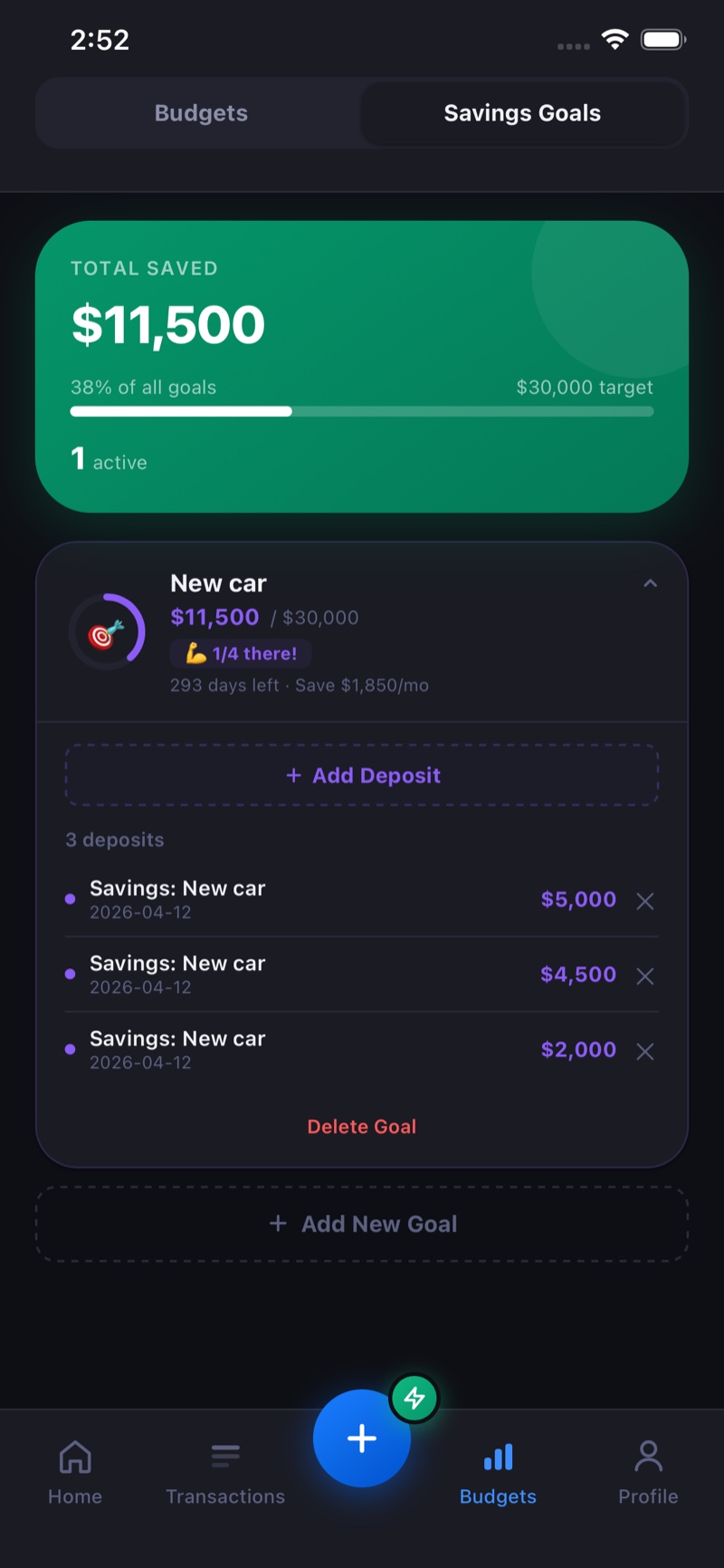 Coinova Savings Goals